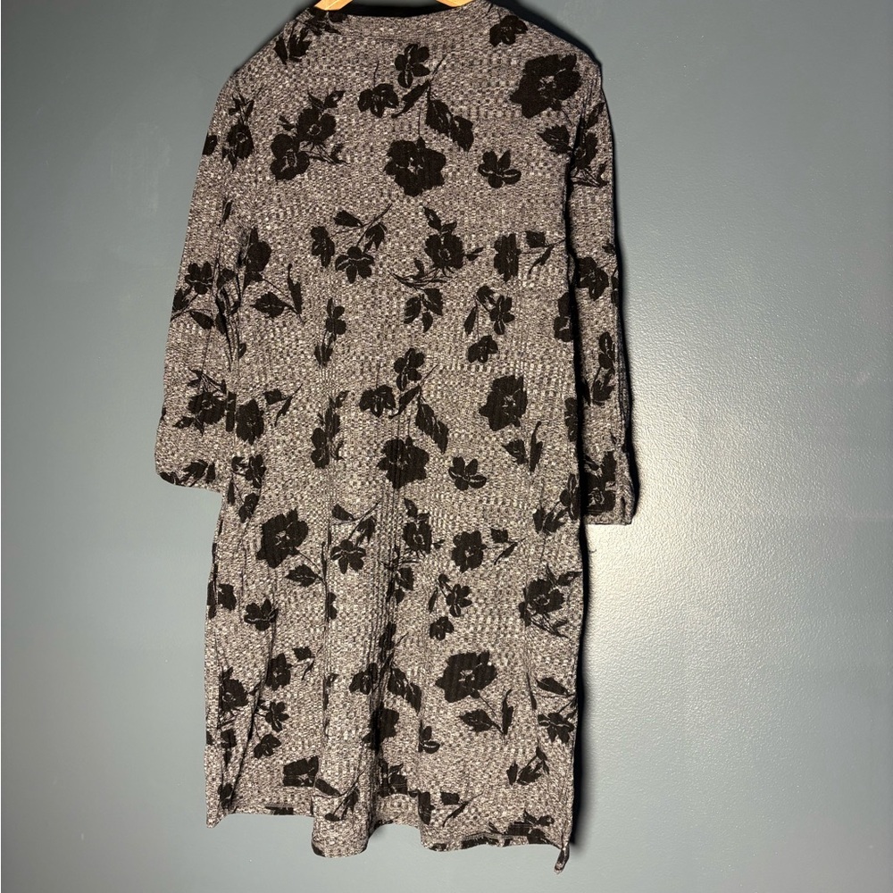 Apt. 9 Knit Black and Gray Floral 3/4 Sleeve Dress Size L - Picture 5 of 6
